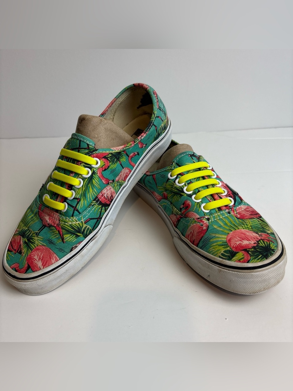 Vans Flamingo Canvas Sneakers - Teal, Pink & Neon Yellow Can Doreen GUC